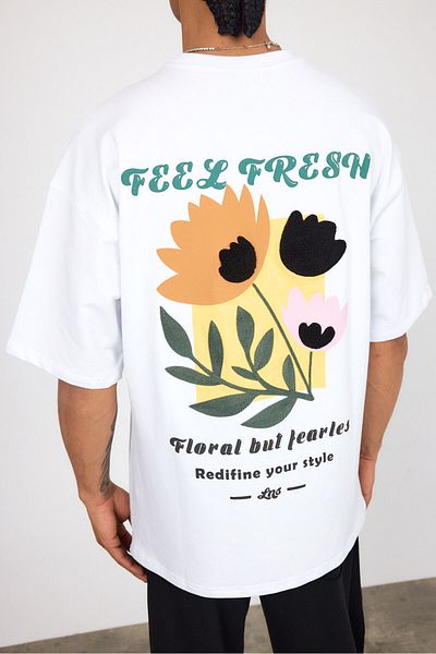 Weyeze Back Print and Embroidery Detailed T-Shirt Ag-Y36087Lns