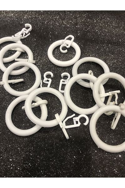 özdeğer home Rustic Curtain Ring and Clip White 10 Pcs Rustic Ring Plastic Ring Clip Curtain Hook