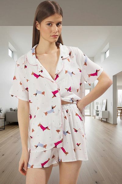 PayBuy Women's Viscose Pajama Set Dog Pattern Comfortable Summer Home Wear Set Modern Style Distinguished Material