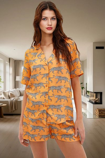 PayBuy Women's Stylish Patterned Viscose Pajama Set Comfortable Summer Shally Woven Trend Design Special