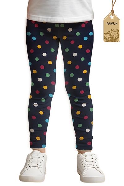 MK Mukko Kids Leggings lungi din bumbac casual din lycra de vară sezonieră cu model cu puncte negre pentru fete