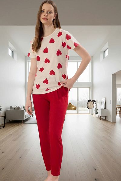 PayBuy Women's Cotton Heart Patterned Comfortable Pajama Set Use Modern Style Premium Quality Distinguished Material