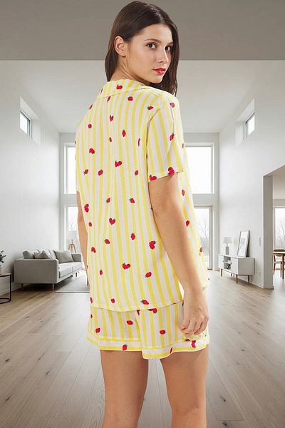 PayBuy Women's Comfortable Viscose Pajama Set Striped Pattern Short Sleeve Summer Distinguished Material Modern Style