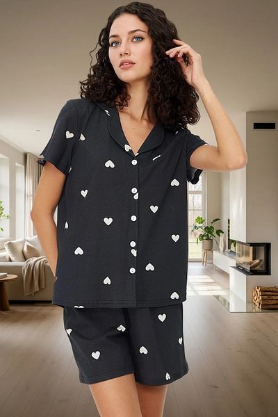 PayBuy Women's Heart Pattern Cotton Short Sleeve Pajamas Set Comfortable Home Wear Set Professional Appearance