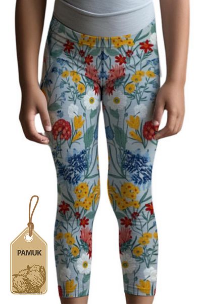 MK Mukko Kids Girls' Leggings - Floral Lycra Comfortable Cotton Anti-Sweat Seasonal/Summer Long Leggings