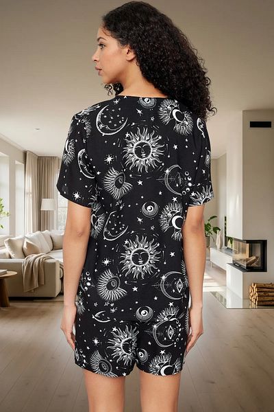 PayBuy Women's Galaxy Patterned Viscose Pajama Set Comfortable Summer Home Wear Premium Quality