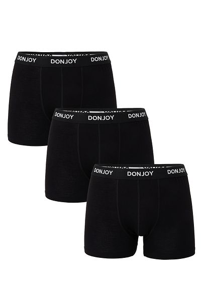 don joy Men's 3-Piece Cotton Combed Modal Black Boxers with Elastic Waist
