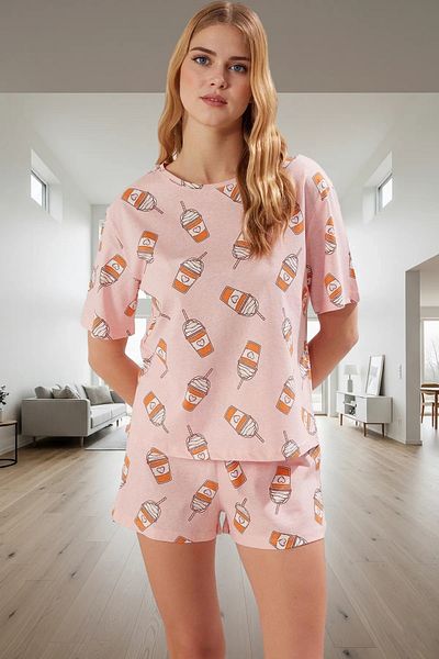 PayBuy Women's Cotton Printed Short Sleeve Pajamas Set Comfortable Home Wear Summer Durable Material