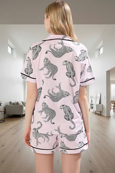 PayBuy Women's Tiger Patterned Cotton Pajama Set with Shorts, Comfortable Professional Look, Premium Quality