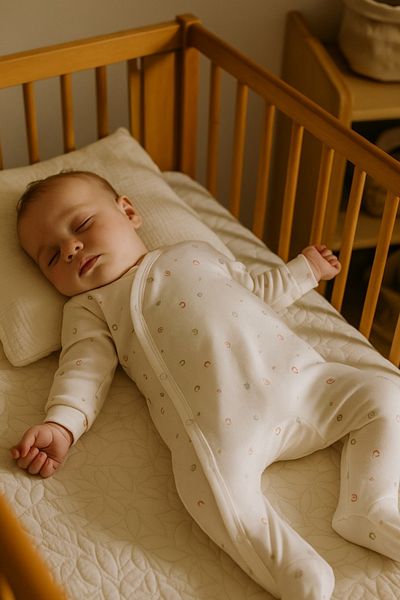 e&f Store Newborn Jumpsuit with Gloves and Booties - Natural Cotton - Abstract Pattern