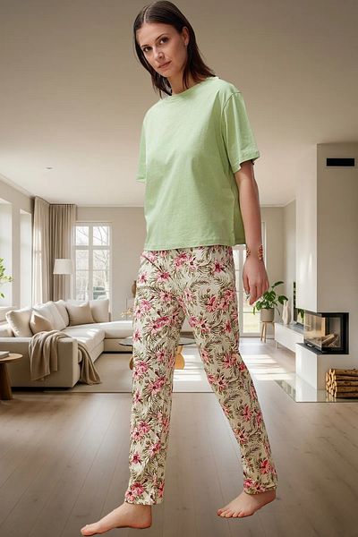PayBuy Women's Short Sleeve Crew Neck Cotton Pajama Set Comfortable and Stylish Durable Material