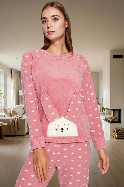 PayBuy Women's Winter Heart Fleece Pajama Set Comfortable Sleep Set 3-Piece Professional Appearance Special Design