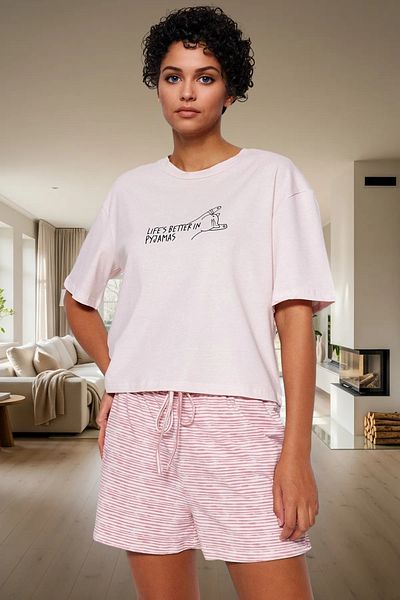 PayBuy Women's Summer Cotton Striped Pajama Set Comfortable Fit Color and Stylish Durable Material