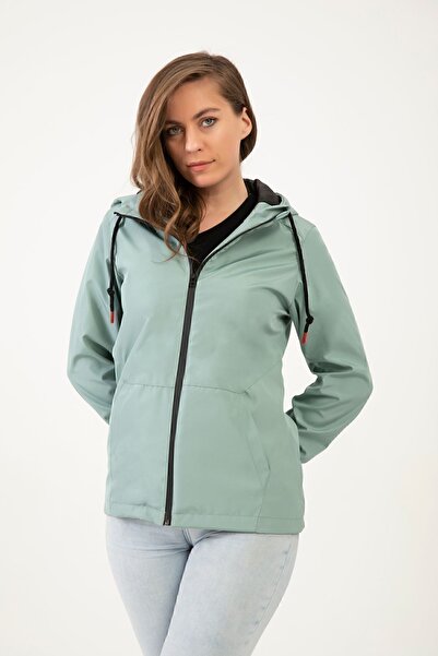 Firststops Sports Women's Mint Green Waterproof and Wind-Resistant Lined Hooded Raincoat - Windbreaker