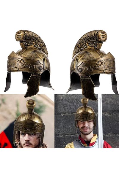 partidolu Halloween Plastic Spartan Roman Military Helmet Κράνος Αντίκα Χρυσό Χρώμα