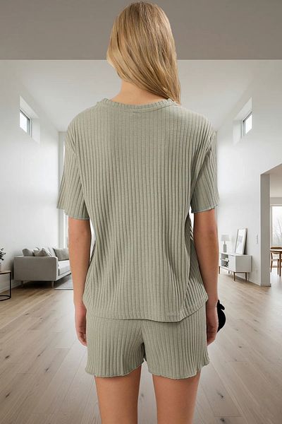 PayBuy Women's Knitted Pajama Set Regular Fit Short Sleeve Tube Leg Premium Quality Stylish Appearance
