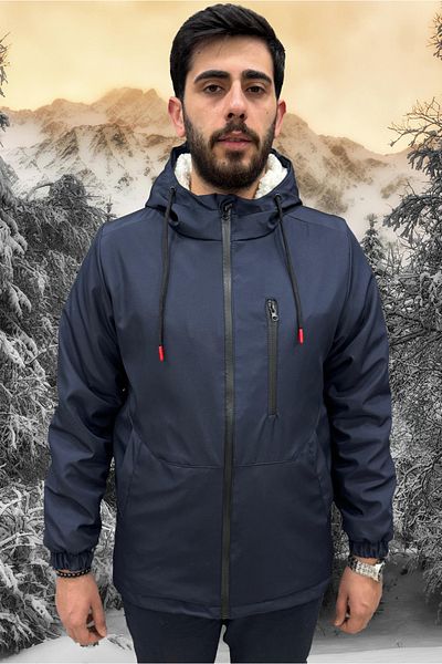 Montland Ανδρικό χειμωνιάτικο παλτό Navy Blue - Αδιάβροχο και αντιανεμικό, με κουκούλα