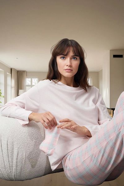 PayBuy Women's Comfortable Cotton Plaid Pajamas Set Long Sleeve Regular Fit Winter Season Professional Look