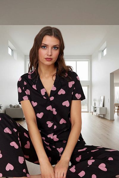 PayBuy Women's Heart Cotton Short Sleeve Comfortable Pajama Set Trend Design Premium Quality