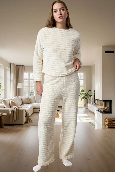 PayBuy Women's Winter Wellsoft Pajamas Set Striped Luxury Knitted Professional Appearance for Daily Use