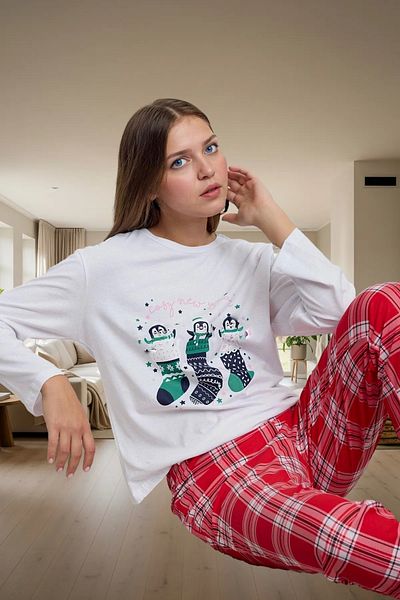 PayBuy Women's Winter Pajamas Set 100% Cotton Regular Fit Comfortable Sleep Trend Design Comfortable Cut