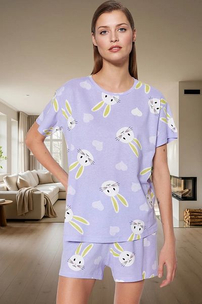 PayBuy Women's Teddy Bear Cotton Short Sleeve Pajamas Set Durable Material Trend Design