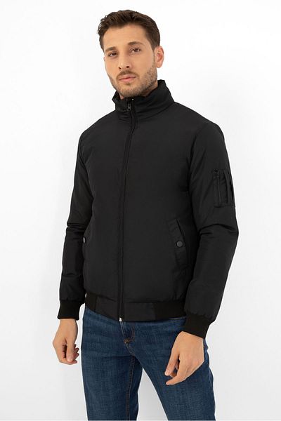 Firststops Men's Black Seasonal Pocketed Jacket - Water and Windproof, Lined, Stand Collar