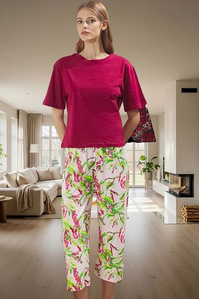 PayBuy Women's Floral Pajamas Set Comfortable Cotton Knitted Fabric Trend Design High Quality Modern Style