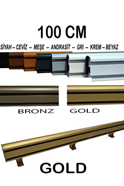 PERDE Mix 100 Cm Gold Dekoratif Perde Ray Kornişi Alüminyum 2 Kanallı
