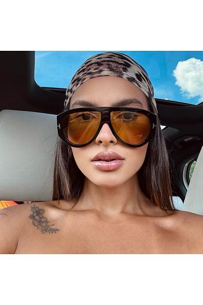 Tom Ford Unisex Sunglasses Bronson Tf1044 Eco 01E 60-12, Black Acetate Frame, Yellow Lens