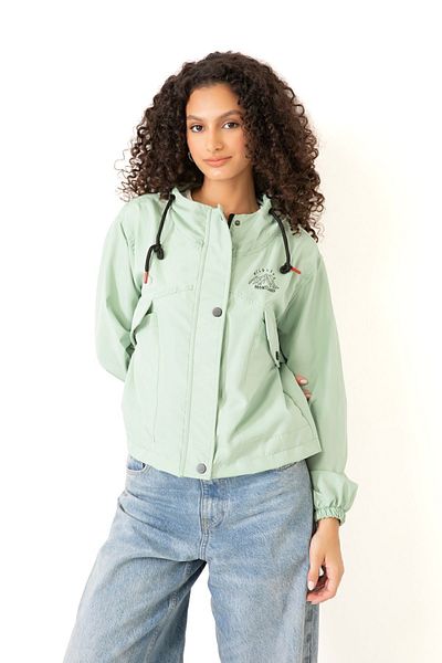 Riverstorm Water Green Waterproof and Wind Resistant Hooded Women's Raincoat - Seasonal with Pockets