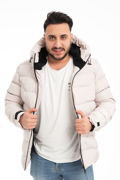 Royalside Ανδρικό φουσκωτό χειμωνιάτικο παλτό Parka με κουκούλα από πέτρα Fleece, αδιάβροχο και ανθεκτικό στον αέρα