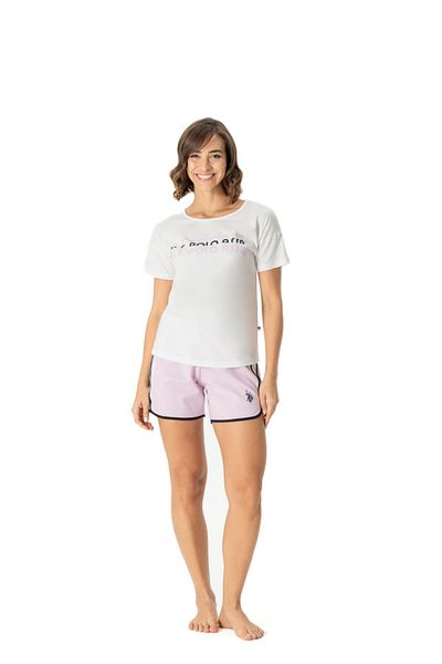 U.S. Polo Assn. Us Polo Assn. Women's Ecru T-Shirt and Wide Shorts Set - 02Y.1Km6.K.E9.9X.R.3P