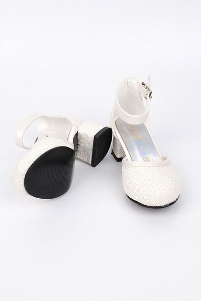 Le Mabelle White Glitter Heeled Girl's Shoes