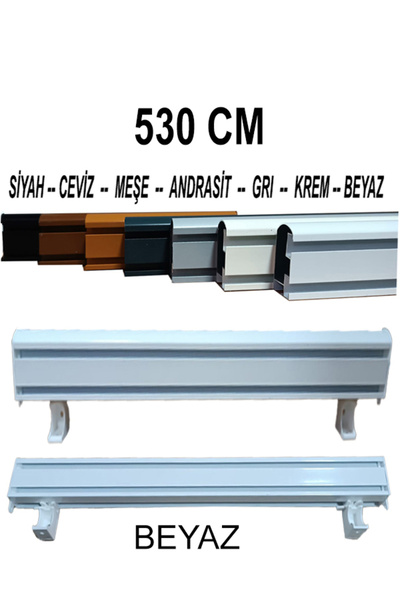 PERDE Mix 530 Cm Beyaz Dekoratif Perde Ray Kornişi Alüminyum 2 Kanallı