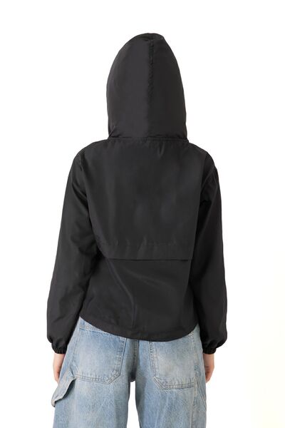 Royalside Sports Women's Black Waterproof and Wind-Resistant Hooded Snap Fastener Seasonal Raincoat