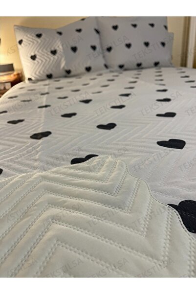 Tekstilsa Micro Fabric |   Digital Printed |   Dowry Double Bedspread Set |   Gift 3 Pieces White