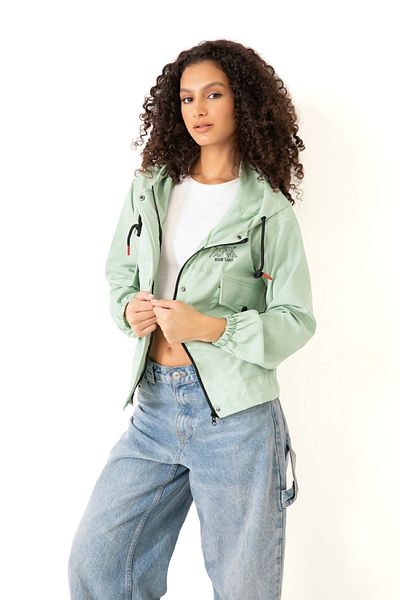 Riverstorm Water Green Waterproof and Wind Resistant Hooded Women's Raincoat - Seasonal with Pockets
