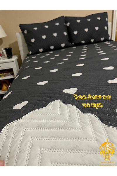Tekstilsa Micro Fabric |   Digital Printed |   Dowry Double Padded Pike Set |   Gift 3 Pieces Black
