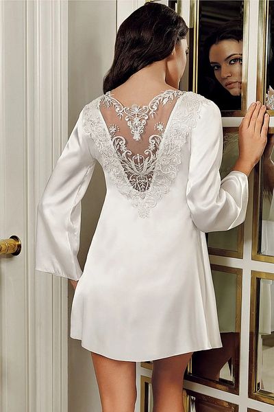İmaj İmaj 4207 Women's Ecru Nightdress with Morning Dress Double Dowry Satin Set