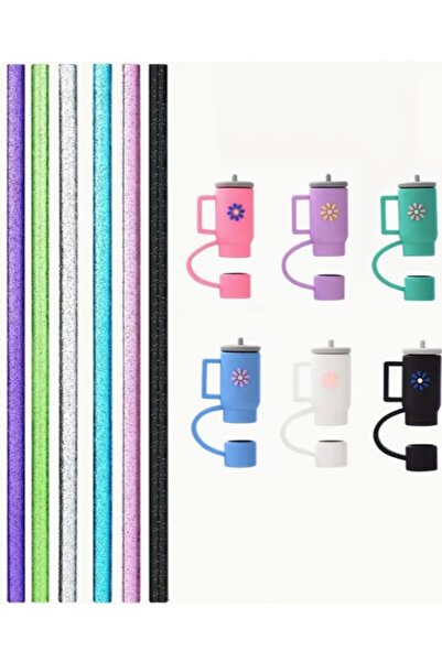 Buycobox 1 Piece Stanl. 40 oz Tumb. Glitter Straw and Straw Cover Stopper for Thermos, 30.5cm Length/10Mm Diameter