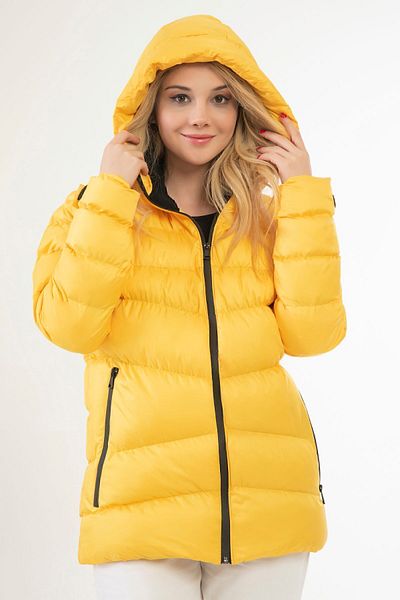 Royalside Sport pentru femei, galben cu glugă, cu blană în interior, impermeabilă, rezistentă la vânt, haină sport Parka