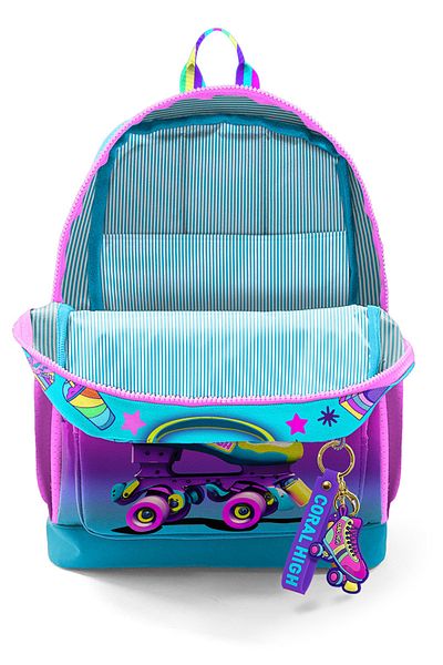 Coral High Skates and Headphones Patterned School Bag 23754
