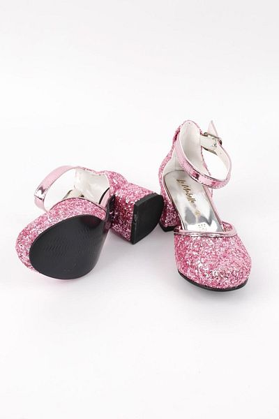 Le Mabelle Pink Glitter Heeled Girl's Shoes