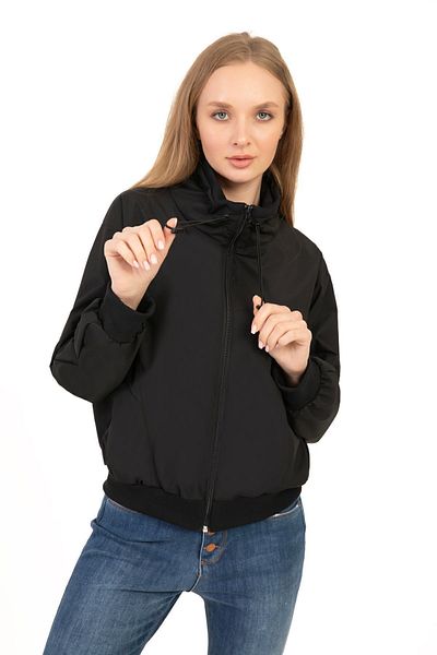 Royalside Black Water and Windproof Oversize Crop Women's Raincoat Windbreaker - Stand Collar Seasonal