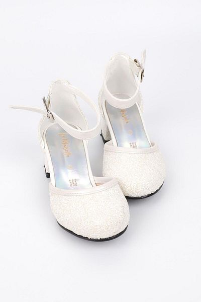 Le Mabelle White Glitter Heeled Girl's Shoes