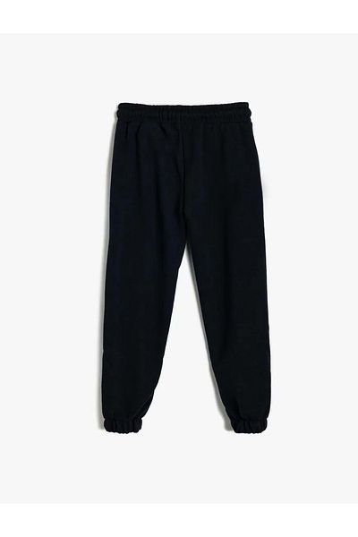Koton Jogger Sweatpants Slogan Printed Pockets Tie-Up Waist