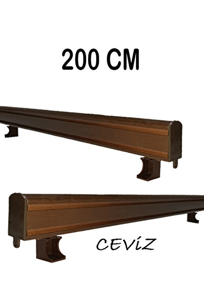 PERDE Mix 200 Cm Ceviz Dekoratif Perde Ray Kornişi Alüminyum 2 Kanallı
