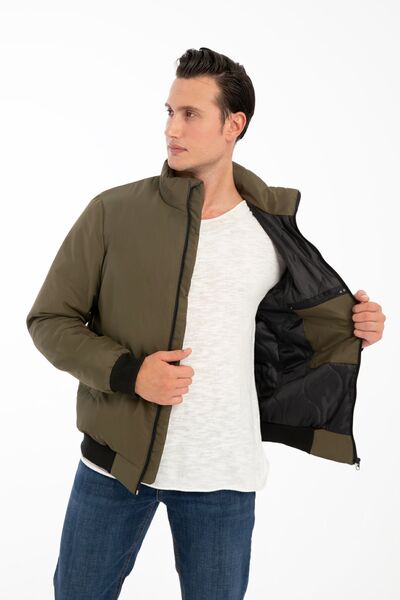 Royalside Ανδρικό παλτό Χακί - γιακάς με τσέπες, φόδρα και αδιάβροχο και αντιανεμικό