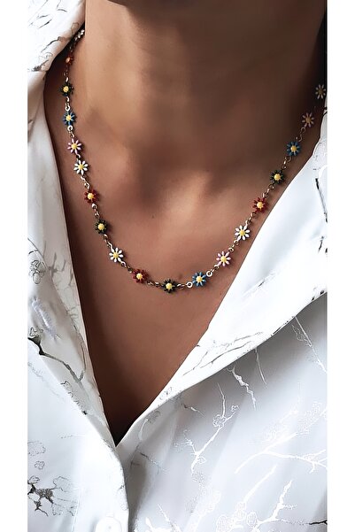 Serenity قلادة فولاذية مع شكل ديزي ملون